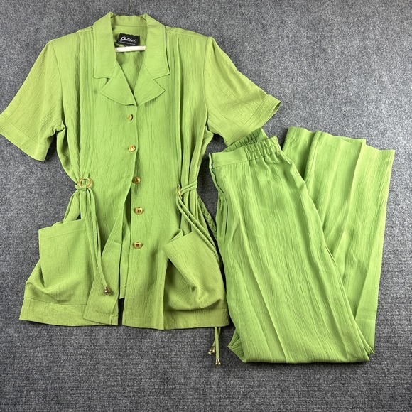 Jolibel Pants - Vintage Jolibel 2 Piece Pant Set Size 12 Chartreuse Green Safari Trousers Canada